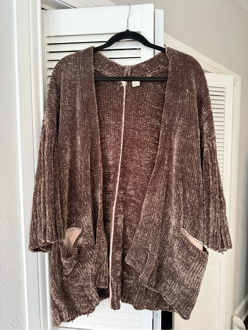 Anthropologie Brown Chenille Open-Front Cardigan